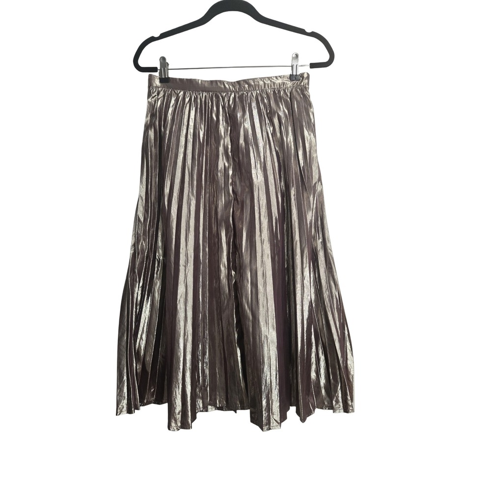Gap Metallic Gold Pleated Midi Skirt Petite 4 NWT 519607-00-1 Holiday Shimmer